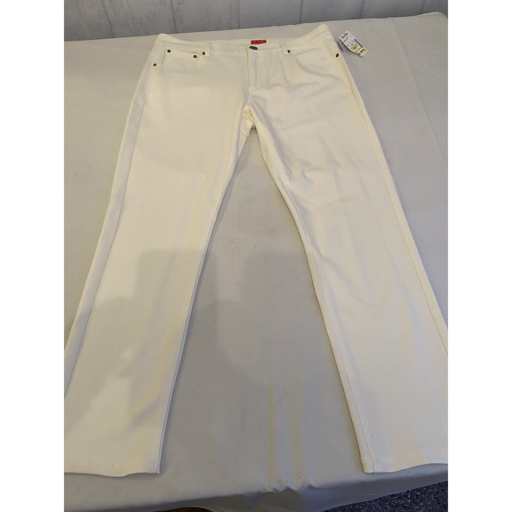 V Christina Flat From‎ Winter White Ankle Pants W/Stretch Womens Size 14 NEW